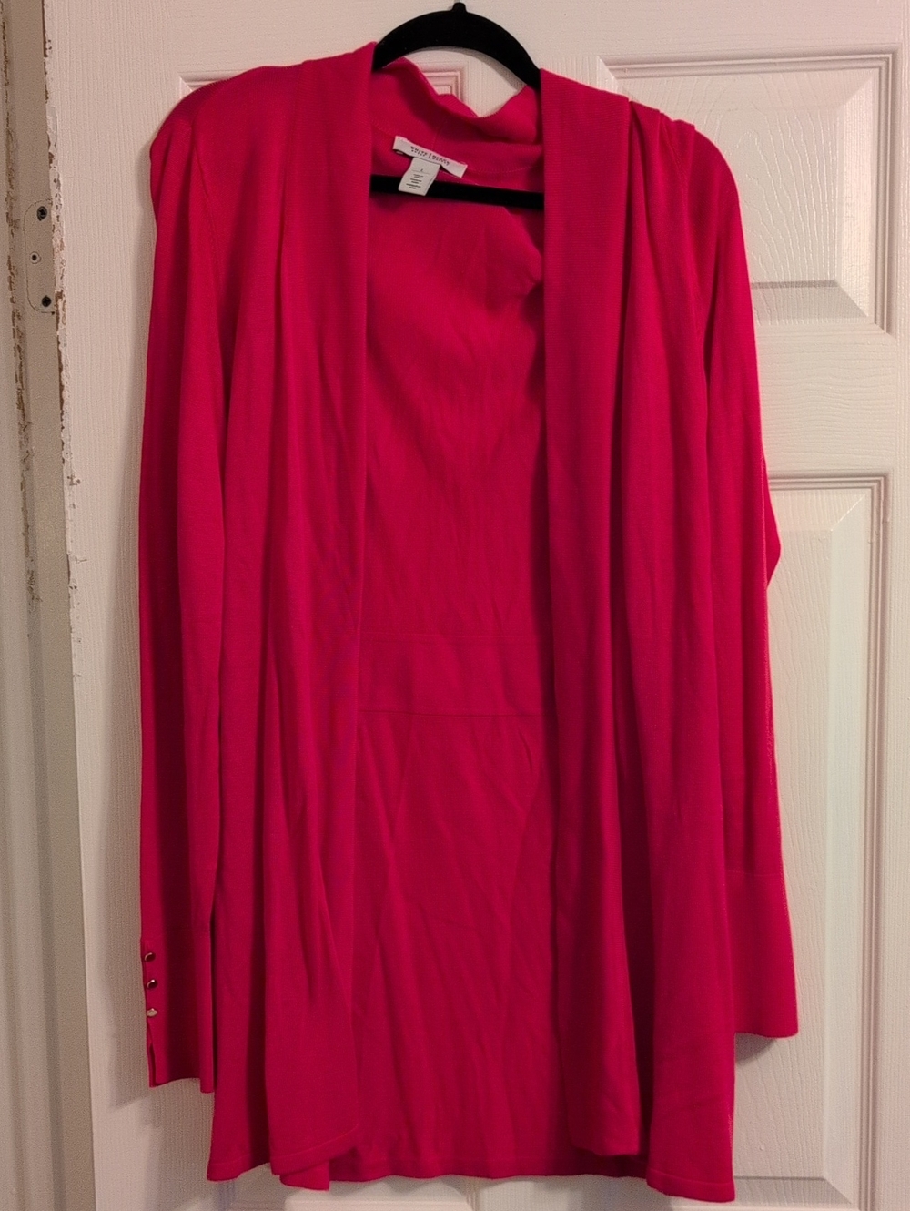 White House Black Market Open-Front Cardigan in Hot Pink